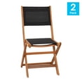 thumbnail image 5 of Emma + Oliver Set of Two Weather Resistant All Natural Acacia Wood Folding Bistro Chairs with Textilene Mesh Seats and Backs, 5 of 13