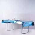 thumbnail image 3 of BalsaCircle 40" x 90" Turquoise Metallic Rectangular Disposable Plastic Tablecloth Tables, 3 of 7