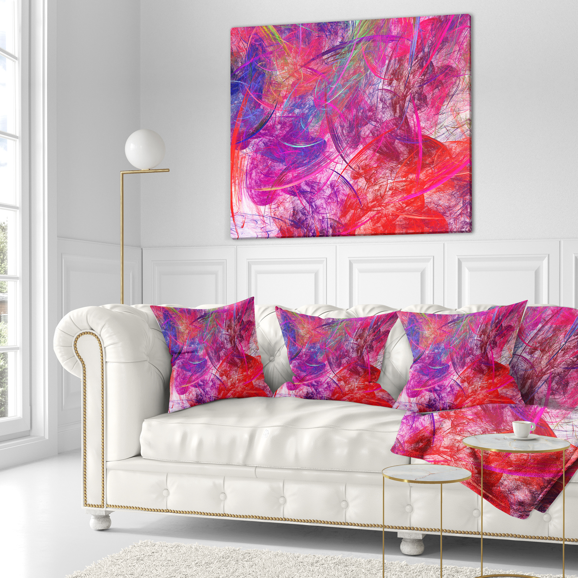 Designart Red Swirling Clouds - Abstract Throw Pillow - 18x18