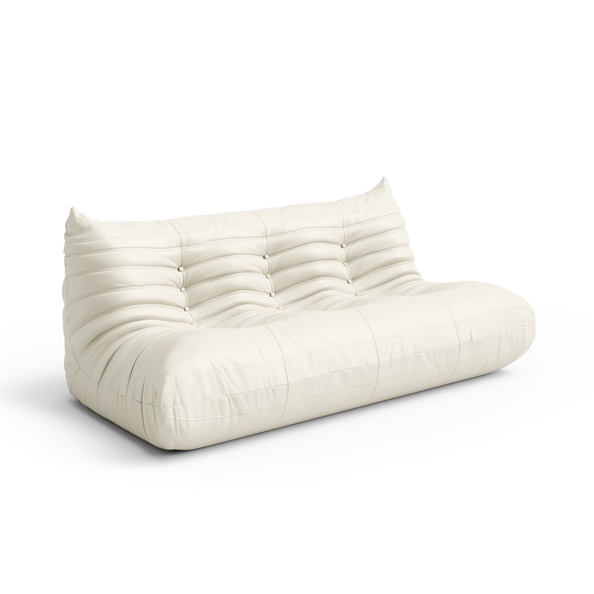 Gtilzria Lazy Sofa, Bean Bag Chair for Adults Comfortable Floor Couch, 3 Seat Fireside with Faux Leather Lounge Chair for Living Room, Bedroom, Beige