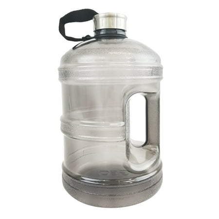 Blank Bottle Caps - 1 Gallon BPA FREE Reusable Plastic Drinking Water Bottle w/ Stainless Steel Cap - Black