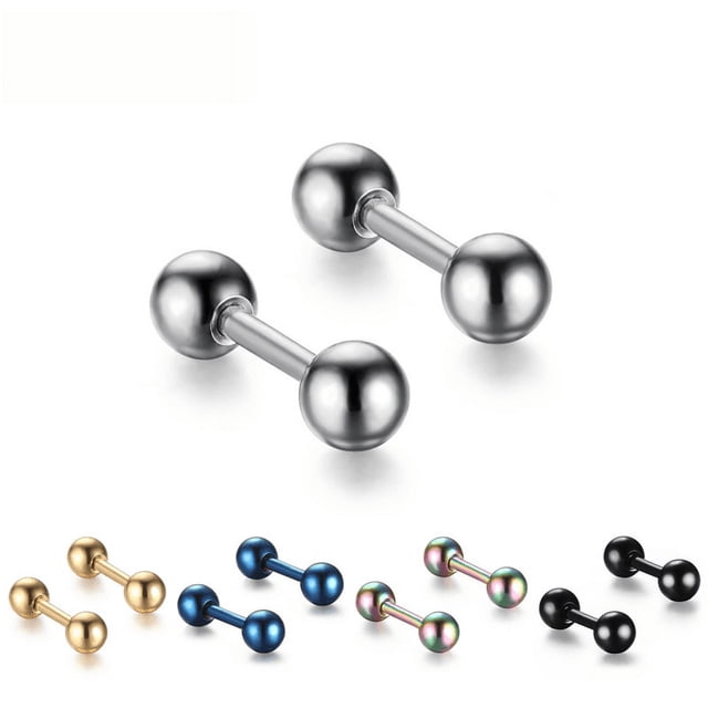 Pendientes de acero inoxidable con forma de hueso de oreja, de titanio y miniclavo para oreja, con doble barra roscada