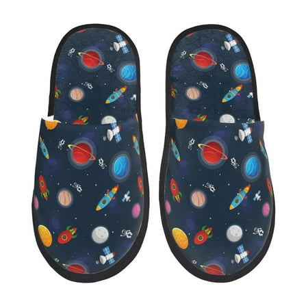 Balery Space Cartoon Slient Indoor Furry Fleece Comfort House Shoes Soft Non-Slip Home Shoes Cotton slippers House Slippers-- Medium