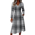 thumbnail image 4 of Floral Dress for Women V Neck Vintage Long Sleeve Work Casual Dress Elegant Formal Wrap Dress, 4 of 6