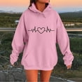 thumbnail image 2 of Women's Casual Hoodies Fashion Print Drawstring Long Sleeve Pullover Tops Outdoor Sport Drop Shoulder Sleeves Sweatshirt Pink XL, 2 of 5