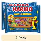 (2 pack) HARIBO Sweet or Scary Halloween Assorted Fruit Flavor Gummy Candy, 21.1oz, 45ct Mini Gummy Pouches