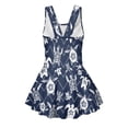 thumbnail image 2 of COEQINE Girls Swim Dress Fashion One Piece with Flowy Skirt & Built-in Brief, Classic Tank Style U-Neck and Wide Straps Swimsuit, for Beach & Pool, Sizes 10-11, Sea Turtle Navy Blue, 2 of 8