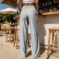 thumbnail image 5 of PBFRDSJ Striped Wide Leg Pants for Women Elastic Waist Drawstring Lounge Pants Trendy Flowy Loose Beach Vacation Bottoms, 5 of 9