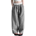 thumbnail image 2 of Fozruso Girls Casual Pants Girls Pants Casual Straight Leg Checkered Print Elastic Waist Comfortable Daily Wear For Kids Age 6 15 For School Outdoor Vacation Spring Summer Fall Sizes 120, 2 of 6