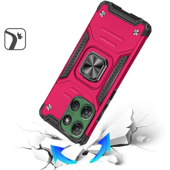 XPM for Motorola Moto G Stylus 5G 2025 Armor Hybrid Magnetic Stand with Ring Holder Kickstand Shockproof Heavy-Duty Durable Rugged TPU Dual Layer Phone Case Cover (Hot Pink)