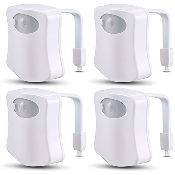 HIBIBUD 4 Pack Color Changing Toilet Night Light Motion Sensor Led Toilet Motion Activated Light Washroom Light UV Slap Activated Butt Lamp Smart Light Commode Night Lamp