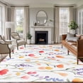 thumbnail image 2 of Spring Rustic Area Rugs 5x7 ft Pink Flower Leaves Abstract Floral Botanical Washable Rug Non Slip Indoor Carpet Absorbent Floor Mat for Living Room Bedroom Dining Room, 2 of 9