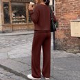thumbnail image 6 of Women Henley Sweatshirt Wide Leg Pants 2 Piece Loungewear Tracksuit Soft Light Terry Knit Matching Outfit, M, 6 of 6