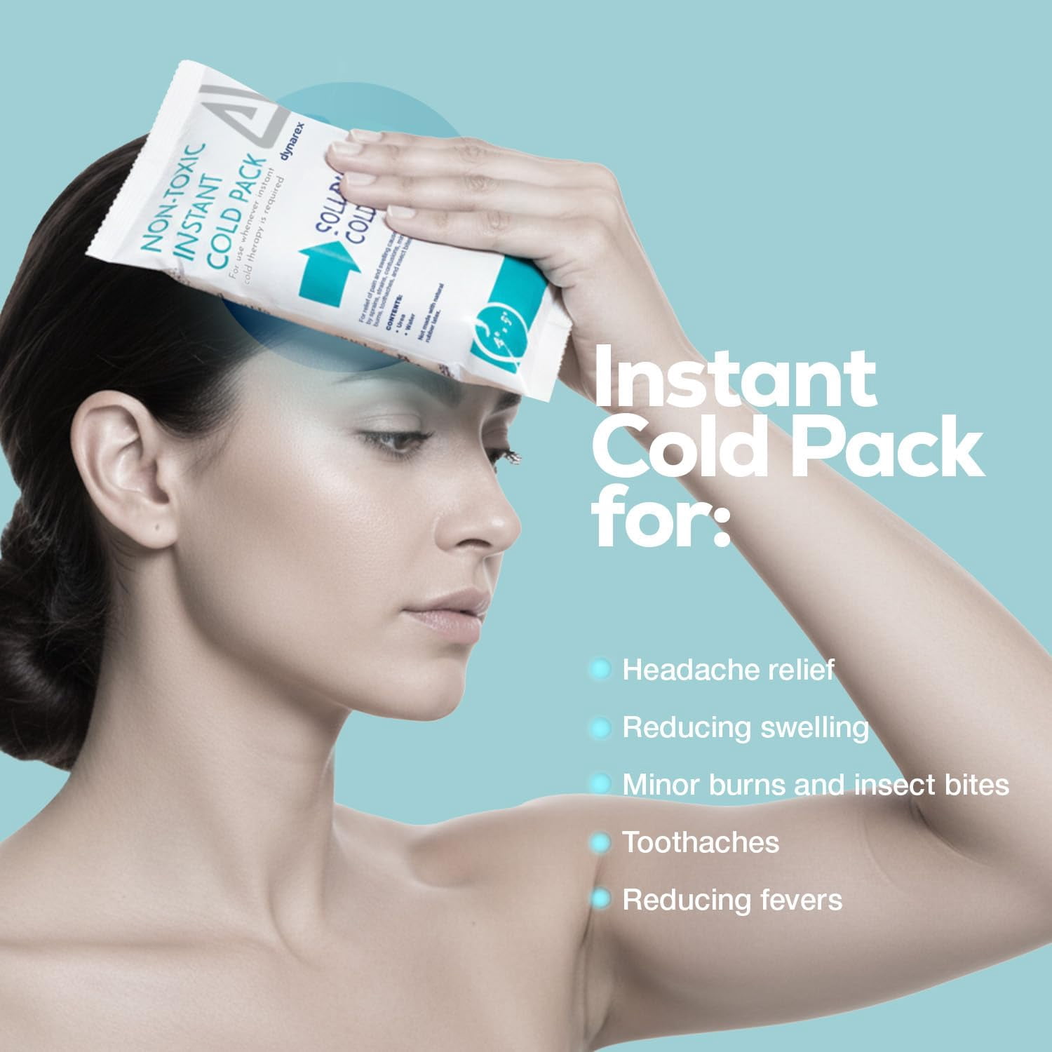 Dynarex Instant Cold Pack, Non-Toxic Disposable Ice Pack for Cold Compress, 4” x 5”, 24 Count