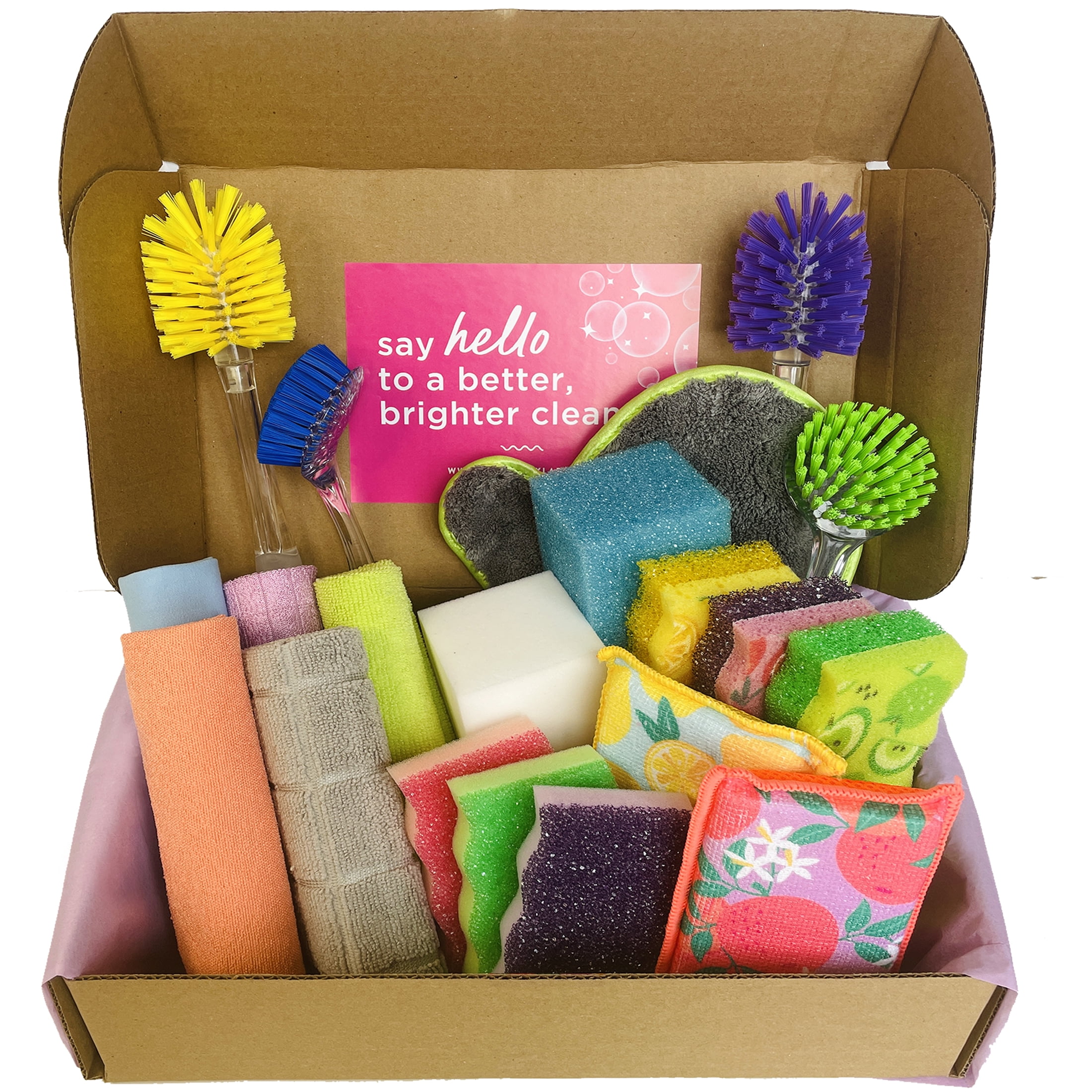 Bright Box Kitchen Scrub + Wipe Nylon Brush Spring Cleaning Bundle Scratch  Free Sustainable Long Lasting, 20Ct Multi-Color - Walmart.com