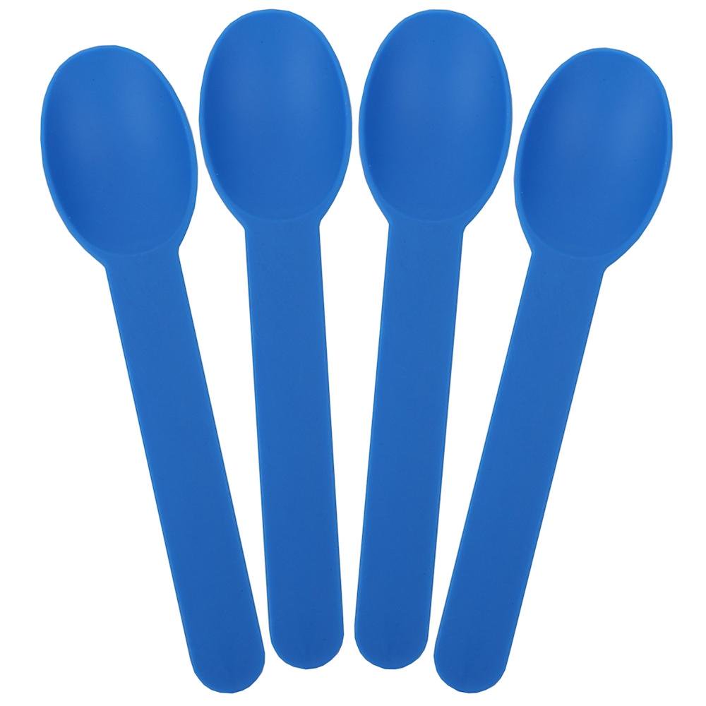 [1,000 Count] Blue Heavy Duty Plastic Spoons, Colorful and Reusable Ice Cream Spoons Frozen