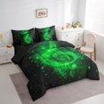 thumbnail image 2 of 7 Pcs Musical Note Comforter Set,Starry Green Sequins Print (Not Real) Chic Bedding Set,Neon Glitter Music Theme Romantic Bed Set(Comforter+Fitted+Flat Sheet+Pillowcases+Pillow Covers),Queen, 2 of 5
