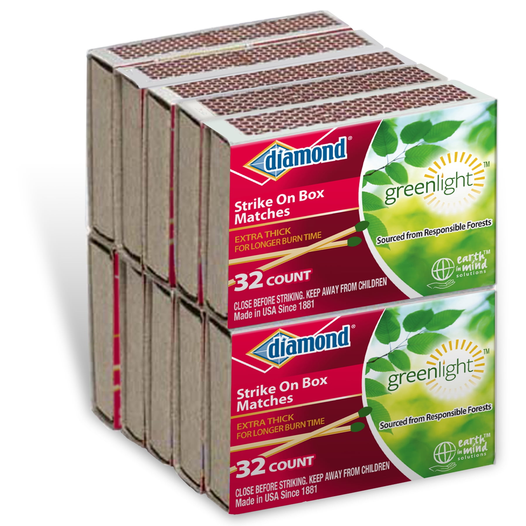 Diamond Greenlight Matches, 10 Pack