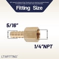 thumbnail image 2 of LTWFITTING Brass Fitting Coupler 5/16-Inch Hose Barb x 1/4-Inch Female NPT Fuel Water Boat(Pack of 5), 2 of 4