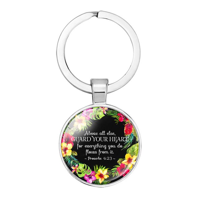 Accesorios Llavero colgante clásico con tema de flores y césped Llavero redondo