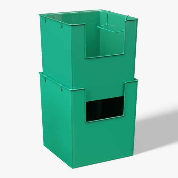 Mainstays Kids 10" x 10" x 10" Green Stacking Open-Front Metal Storage Bin