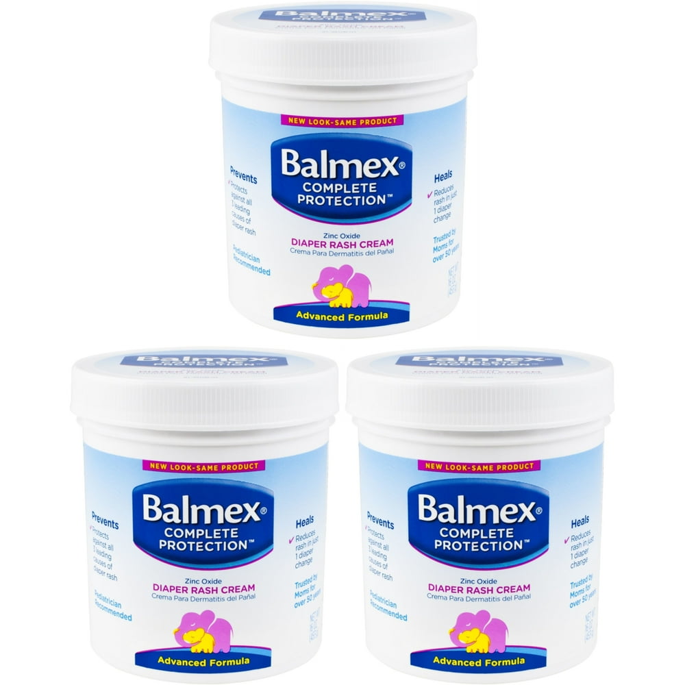 3 Pack Balmex Diaper Rash Cream Jar 16oz Each