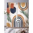 thumbnail image 4 of Sheer Curtains 84 inches Long 2 Panels Set Abstract Boho Light Filtering Sheer Drapes Rod Pocket Window Curtains for Living Room/Bedroom, Mid Century Geometric Palm Leaf Sun Moon Brown, 4 of 8