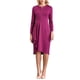 thumbnail image 1 of Vestido de Ropa de Trabajo para Mujer con Volantes y Cuello en V, Plisado en la Parte Frontal, Estilo Lápiz, Talla XL, Fucsia, 1 of 5