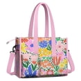 thumbnail image 2 of Teacher Tote Bag,Pioneer Flower Floral Print Pattern Teacher Utility Tote Bag,Large Work Tote Bags for Women with Multiple Pockets,Top Zipper Closure,13.8x10.6x6.7 Inch, 2 of 5