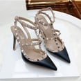 thumbnail image 3 of Summer Luxury Women's Gladiator Pointed Sandals Leather Matte Roman Fashion Metal Rivet Pumps Party Versatile Women's High Heels, 3 of 5