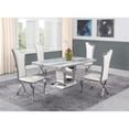 thumbnail image 2 of White Marble 5 piece Dining Set with Silver Stainless Steel Base, 2 of 4