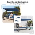 thumbnail image 3 of YIKEMA Freestanding Canopy Porch Swing with Stand, 3-Seat Steel Patio Swing, Blue, 3 of 7