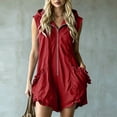 thumbnail image 5 of Ounisa Women's Solid Hooded Zip Sleeveless Short Jumpsuit Romper Soft Breathable Lightweight Casual Summer Cover Up, 5 of 7