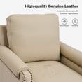 thumbnail image 4 of Tina's Home Mid-century Modern Genuine Leather Accent Armchair with Unique Arm Design, Nailhead Trim & Loose Cushion, Living Room / Bedroom Chair, Beige, Assembly Required, 4 of 8