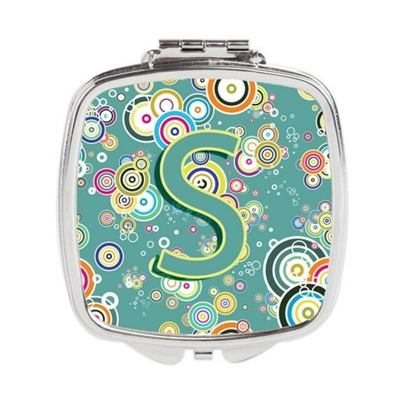 Carolines Treasures Letter S Circle Circle Teal Initial Alphabet Compact Mirror