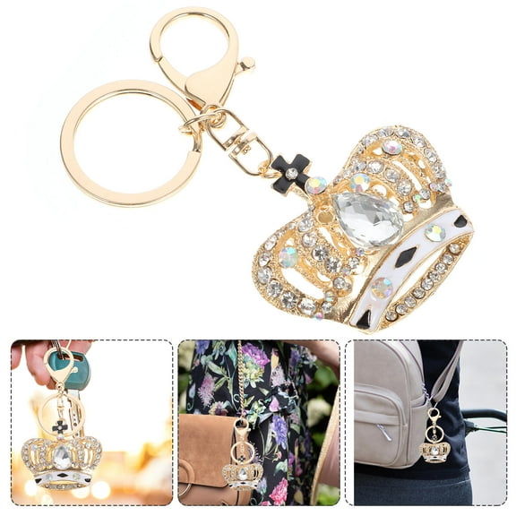 WHAMVOX  Purse Charms for Handbags Crystal Keychain Women Crown Miss