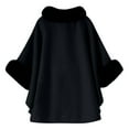 thumbnail image 3 of YueHuiYing Poncho Shawl Wrap Women Cape Winter Faux Fur Trim Coat Sleeveless Cardigan Dressy Cloak for Party, 3 of 5