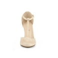 thumbnail image 6 of BLISSFUL STEP Women's Shoes Round Toe Stiletto Heel T-Strap Sandals Beige 9, 6 of 8