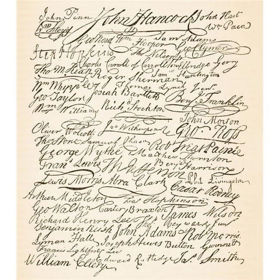BrainBoosters WI Signatures Declaration Independence Poster 13"x15" Wall Art Print