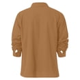 thumbnail image 6 of Qwertyu Cotton Linen Shirts for Men Long Sleeve Button Down Shirts Summer Beach Shirts Loose Fit Casual Shirts Vacation Tops Ginger M, 6 of 7