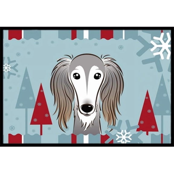 Winter Holiday Saluki Indoor & Outdoor Mat - 18 x 27 in.