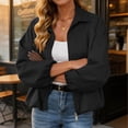 thumbnail image 7 of Xinoom Women Zip Up Cropped Bomber Jacket, Point Collar Long Sleeve Balloon Cuffs Loose Casual Outer Coat, Lightweight Streetwear Outerwear Black,L, 7 of 7