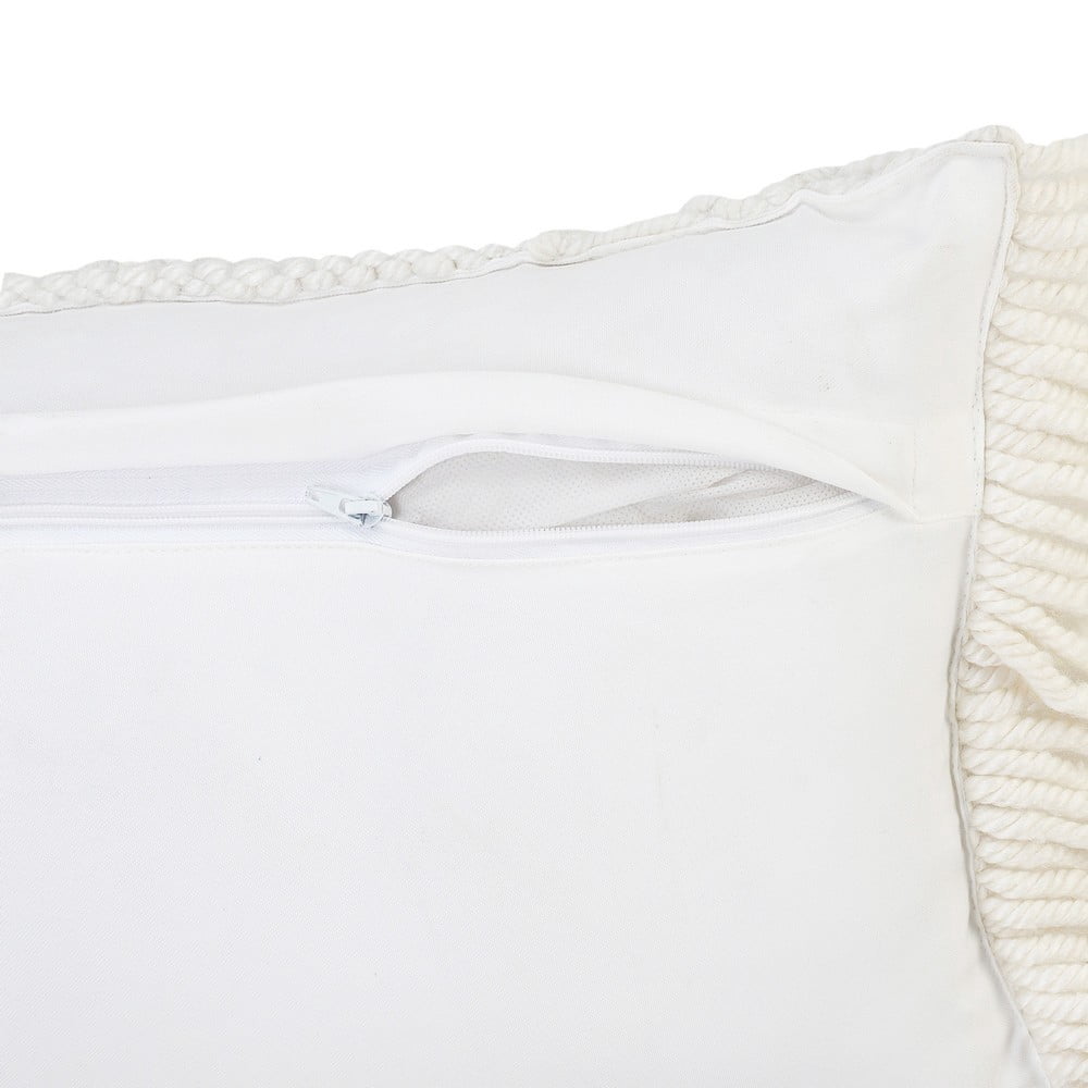 Ox Bay 14" x 36" Hand-Woven White Diamond Resistant Polyester Pillow Cover