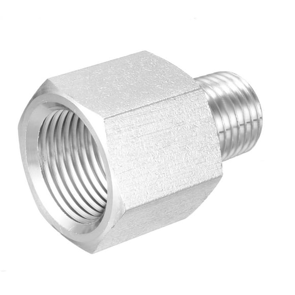 Pipe Fitting Reducer Adapter 1/4 NPT Male to 3/8 G Female, Stainless Steel for Water Oil Air Pressure Gauge