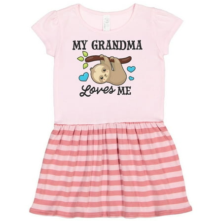 

Inktastic My Grandma Loves Me with Sloth and Hearts Gift Toddler Girl Dress