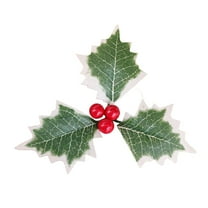 Luoshdecor Christmas Holly Leaves with Berry,20Pcs Artifical Holly Berry Flowers Leaves for Xmas Wreath Tree Crafts Gifts Wedding Party Decorations