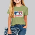 thumbnail image 2 of Jinhomg USA Flag Graphic Tees, Boys Girls Short Sleeves Crewneck Blouse Tops Kids 4Th of July Patriotic Shirts Green 160, 2 of 8