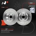 thumbnail image 2 of A-Premium 13.58 inch (345mm) Front Drilled and Slotted Disc Brake Rotors Compatible with Select Ford and Lincoln Models - Fusion 2017-2019, Edge 2015-2022, MKZ, MKX, Continental, Nautilus, 2-PC Set, 2 of 5