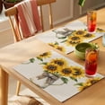 thumbnail image 4 of Sunflower Placemats Set of 12 Farm Floral Watercolor Plaid Botanicals Place Mats Indoor Wipeable Table Mats Washable Cloth Dining Table Placemats for Kitchen Holiday Party Home Decor 13x19 Inch, 4 of 9
