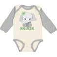 thumbnail image 3 of Inktastic Mimi Loves Me- Cute Elephant Boys or Girls Long Sleeve Baby Bodysuit, 3 of 5